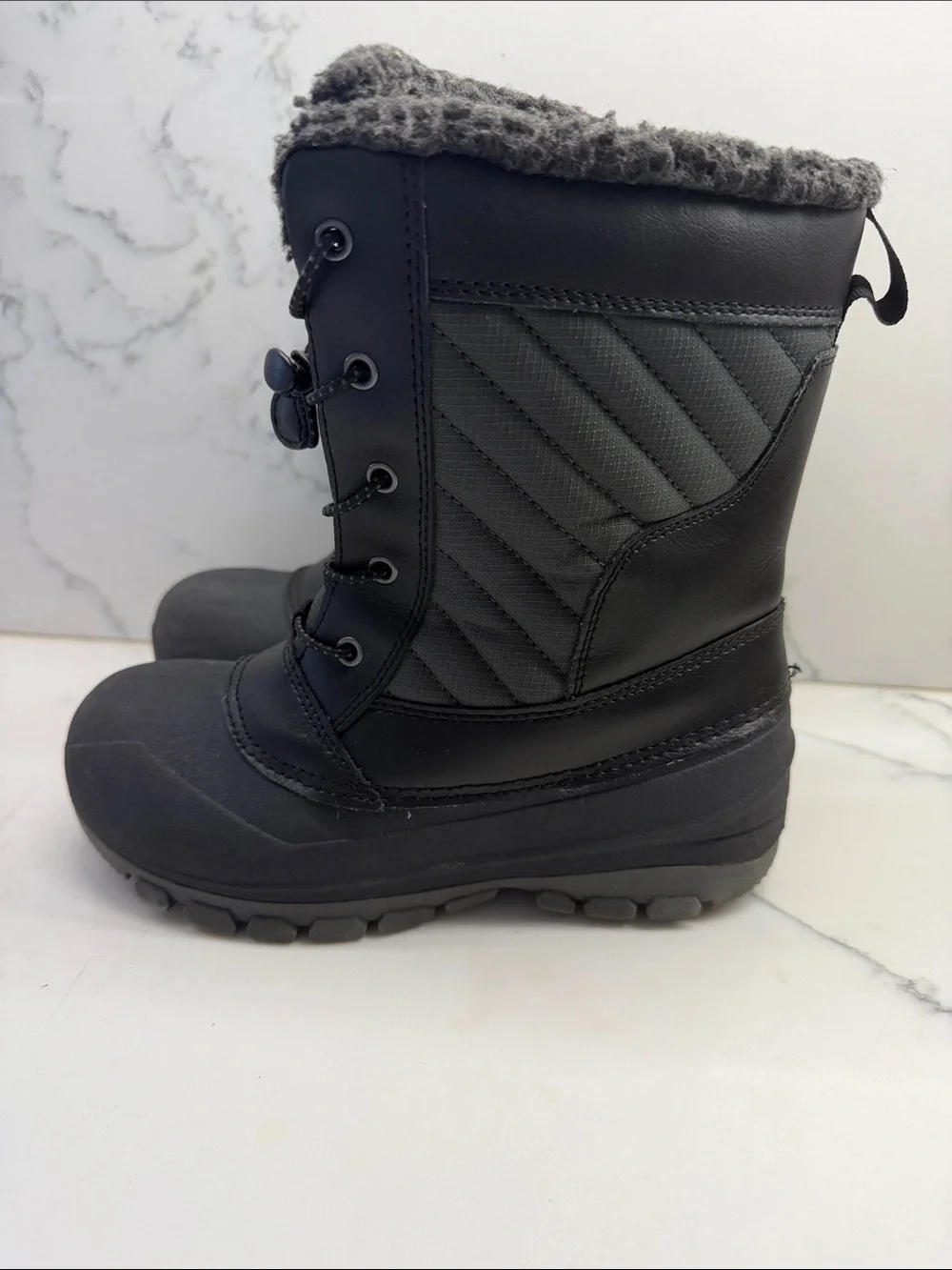 all in motion Black Kids Snow Boots with Faux Fur Trim